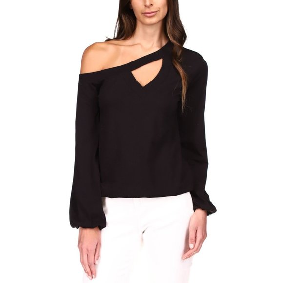 Michael Michael Kors One-Shoulder Keyhole Top Black - P/XS - Picture 1 of 2